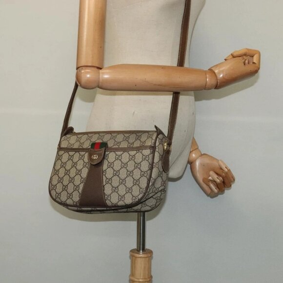 GUCCI GG Supreme Web Sherry Line Bag PVC Beige Gold - Picture 1 of 16